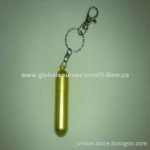 Bullet USB flash disk, golden with keychain for promotion